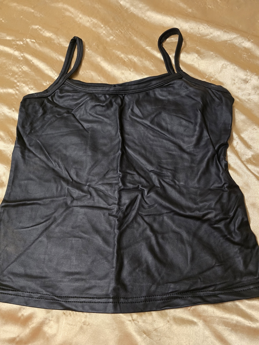 SHEIN Black Satin-Look Spaghetti Strap Camisole
